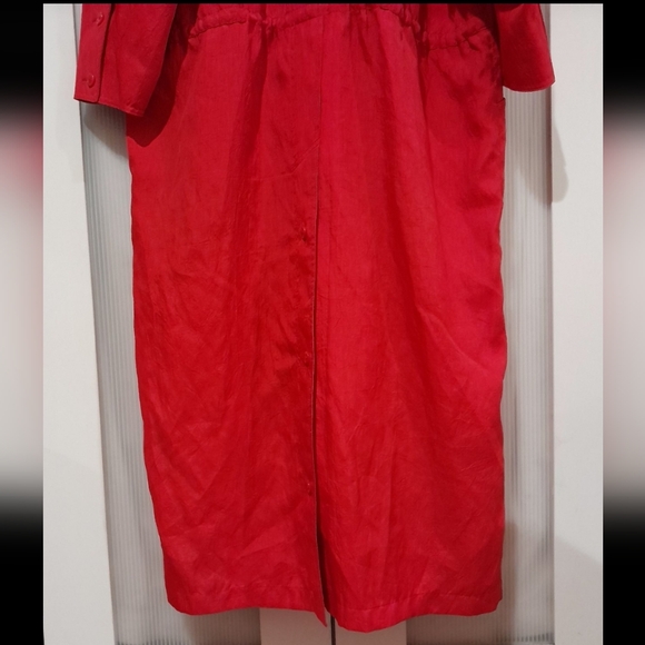 Claudia Strater - Long Red Button Up Trench Coat, Size 8 - Picture 4 of 6